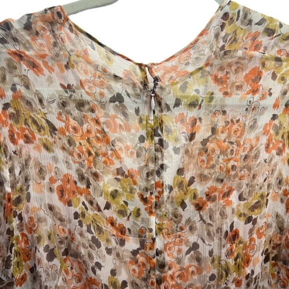 L'AGENCE Orange Fall Floral Print Knee-Length Midi Dress - Picture 13 of 16